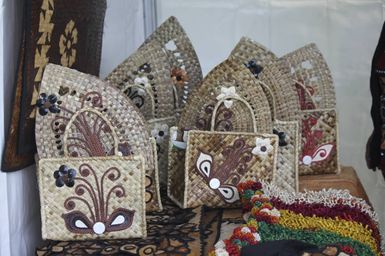 Tongan crafts on display at Pasifika Festival, 2016.