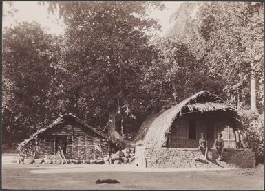 Two houses at Leha, Ureparapara, Banks Islands, 1906 / J.W. Beattie