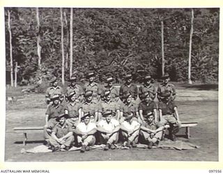 TOROKINA, BOUGAINVILLE. 1945-10-07. MEMBERS OF 9 PLATOON, A COMPANY, 24 INFANTRY BATTALION, 15 INFANTRY BRIGADE. (FOR IDENTIFICATION OF 19 NAMED PERSONNEL REFER TO PROVISIONAL CAPTION OR NAME ..