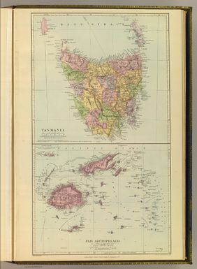 Tasmania. Fiji Archipelago. London atlas series. Stanford's Geogl. Establishment, London. London : Edward Stanford, 26 & 27, Cockspur St., Charing Cross, S.W. (1901)