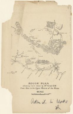 Rough plan shewing route taken by Mr. Armit R.M. from Abau to the upper waters of the Musa (29)