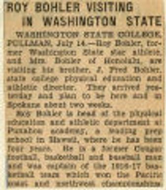 ROY BOHLER VISITING IN WASHINGTON STATE . Northwest History. State History--Student Strike and Visitors--20th Century.