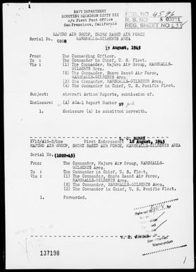 VS-66 - ACA Rep #97-Air opers against the Marshall Islands on 8/14/45