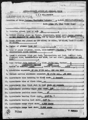 WILLIAMSON - AA Act Rep, 6/15/44, off Saipan Island, Marianas