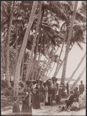 Women carrying baskets of food and water, Honggo, Solomon Islands, 1906, 1 / J.W. Beattie