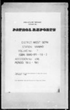 Patrol Reports. West Sepik District, Vanimo, 1960 - 1961