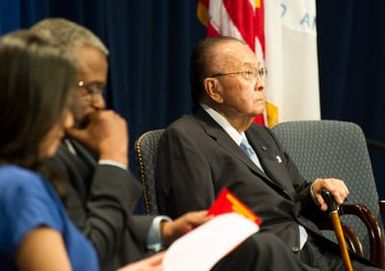 Asian American and Pacific Islanders (AAPI) Heritage event at HUD headquarters, with Hawaii Senator Daniel Inouye and Washington, D.C. television news anchor Eun Yang [among the guest speakers,] and Secretary Shaun Donovan and Deputy Secretary Ron Sims [among the HUD senior officials on hand]