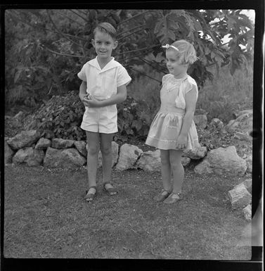 Lee family children in the garden, Fiji