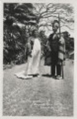 In the garden at Manuel Reis' home