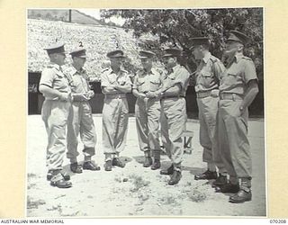 PORT MORESBY, NEW GUINEA. 1944-02-07. OFFICERS OF THE AUSTRALIAN NEW GUINEA ADMINISTRATIVE UNIT HEADQUARTERS HELD A SIX DAY CONFERENCE ON DISTRICT ADMINISTRATION WITH OFFICERS OF THE FIELD STAFF. ..