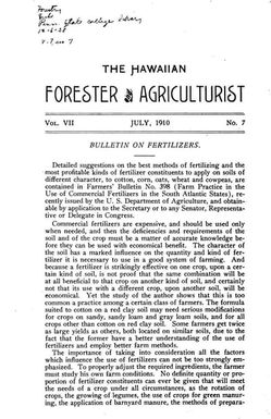 The Hawaiian forester and agriculturist