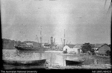 SS Mindini at the Burns Philp wharf, Makambo Island