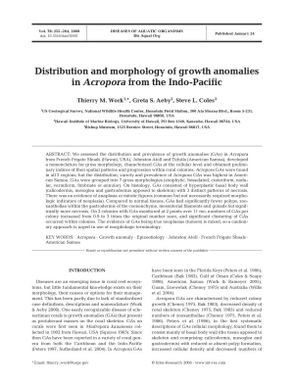 Distribution and moephology of growth anomalies in Acropora from the Indo-Pacific
