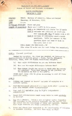 SE223 Systems of religion, belief and value. Degree examinations