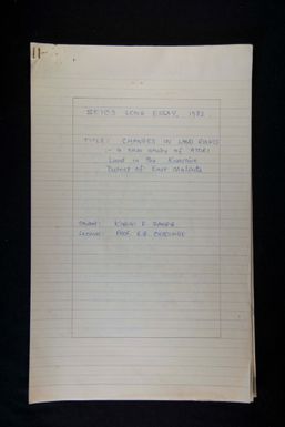 Changes in land rights - a case study of Atori land in the Kwara'ae district of East Malaita by Kabini F. Sanga, 1982