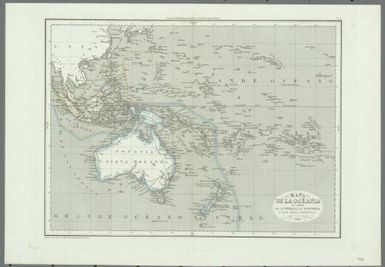 Mapa de la Ocania que contiene la Australia, la Polinesia y las Islas Asiaticas / R. Alabern lo. go. en Barcelona 1845