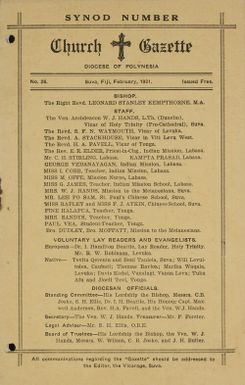 Church Gazette, Polynesia: February 1931