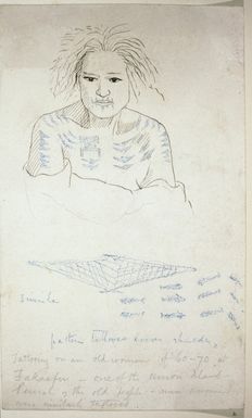 [Lister family] :Tattooing on an old woman of 60-70 at Fakaafu - one of the Union Islands... [ca 1888]