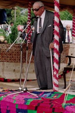 King Taufa'ahau Tupou IV, sovereign of the Kingdom of Tonga, addressing his people at the dedication of new Grey Lynn church