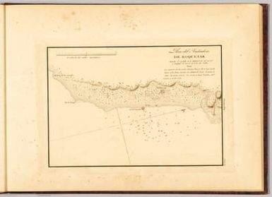 Plano del fondeadero de Roquetas situado el castillo en la latitud N. de 36°. 45'. 15". y en la long. de 5°. 34'. 10". al este de Cadiz.