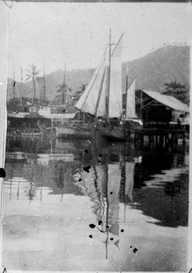 Schooner at wharf, Rabaul, New Guinea, ca. 1929 / Sarah Chinnery