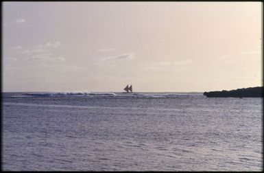 Horizon line with two sails.