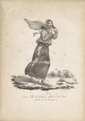 Jeune fille de Guham allant a la messe, relache aux iles Mariannes / Js. Arago fec.; lith. de Langlume