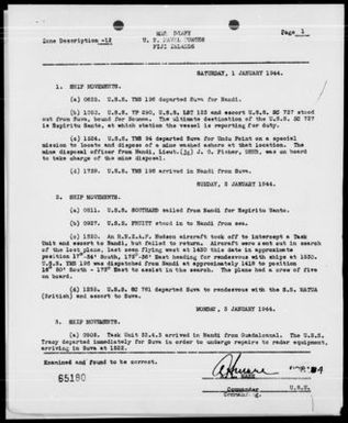 COM NAV FOR, FIJI ISLANDS - War Diary, 1/1-31/44