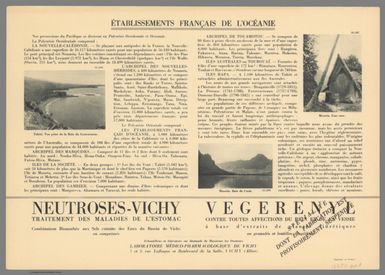 (Text page to) Etablissements Francais de l'Oceanie. Edite par les Laboratories Neutroses-Vichy. Petit Jean Imp. Paris.