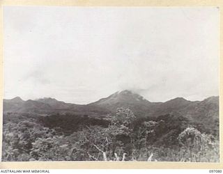 BOUGAINVILLE. 1945-09-26. MOUNT BAGANA FROM THE NUMA NUMA TRAIL. THE AREA IS NOW OCCUPIED BY TROOPS OF 3 DIVISION
