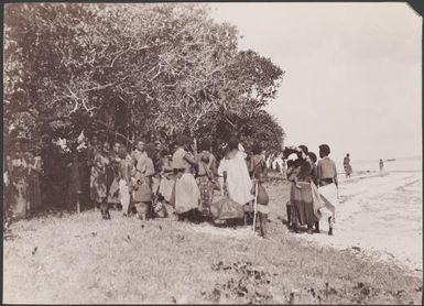 Ni-Vanuatu on beach at Mota Lava, Banks Islands, 1906 / J.W. Beattie