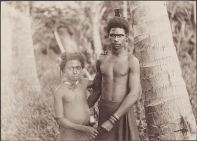 Two boys from the village of Fiu, Malaita, Solomon Islands, 1906 / J.W. Beattie