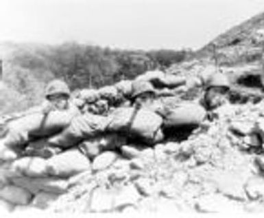 Wars: World: # 2: United States Marines in Guadalcanal -Mess Call -Stringing Barbed Wire -Marines in a Sand-Bagged Fox-Hole