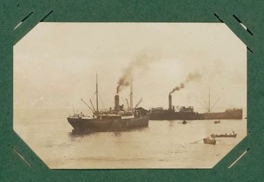 Two ships with lighters.  From the album: Banaba (Ocean Island)