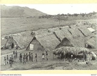 DUMPU, NEW GUINEA. 1944-01-04. A SECTION OF THE FARIA NATIVE COMPOUND WHICH JOINS THE AUSTRALIAN AND NEW GUINEA ADMINISTRATION UNIT NATIVE LABOUR HOSPITAL