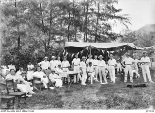 RABAUL. 1916. A GROUP AT A CRICKET MATCH BETWEEN TEAMS FROM THE MILITARY (AN&MEF) AND CIVILIANS. (DONOR W. H. LUCAS.)