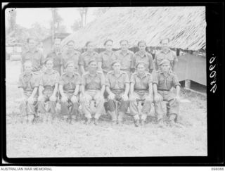 TOROKINA, BOUGAINVILLE, 1945-10-15. PERSONNEL OF 2/11 FIELD REGIMENT SIGNAL SECTION. (FOR IDENTIFICATION OF 15 NAMED PERSONNEL REFER TO PROVISIONAL CAPTION OR NAME INDEX.)