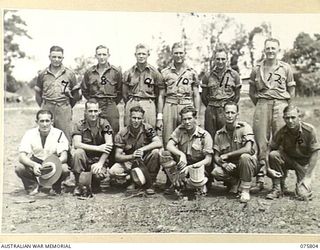 SOUTH ALEXISHAFEN, NEW GUINEA. 1944-09-10. MEMBERS OF THE CRICKET TEAM FROM THE 111TH CASUALTY CLEARING STATION WHICH PLAYED A TEAM FROM THE HEADQUARTERS, 5TH DIVISION. IDENTIFIED PERSONNEL ARE:- ..