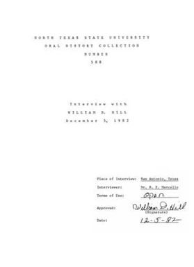 Oral History Interview with William D. Hill, December 5, 1982