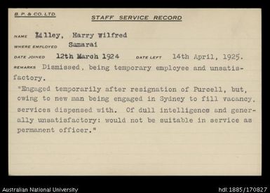 Lilley, Harry Wilfred