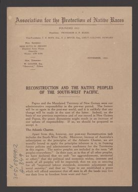 Reconstruction and the native peoples of the south-west Pacific / [A.P. Elkin]
