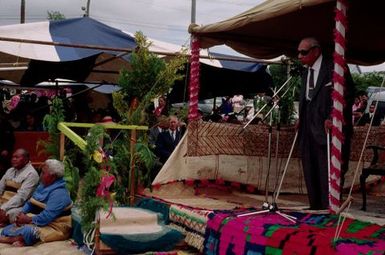 King Taufa'ahau Tupou IV, sovereign of the Kingdom of Tonga, addressing his people at the dedication of new Grey Lynn church