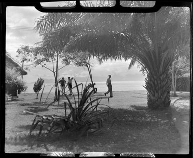 Tropique Hotel, Tahiti, shows unidentified guests talking and walking around grounds