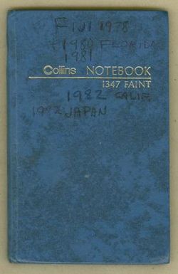 [Sherwin Carlquist field notebook from 1978-1982 expeditions to Fiji, Japan, California, Florida, Sweden and Denmark]