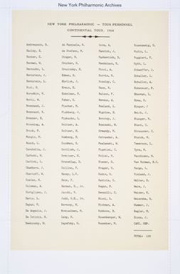 Coast Tour 1960: Personnel and Payroll List, Aug 10, 1960 - Sep 25, 1960