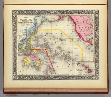 Map Of Oceanica Exhibiting Its Various Divisions, Island Groups &c. 73. (with) inset Map Of The Sandwich Islands. 74. Entered ... 1860, by S. Augustus Mitchell, Jr. ... Pennsylvania.