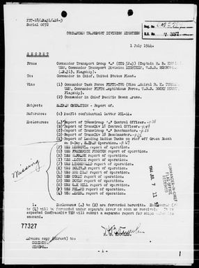 COMTASK-GROUP 52.3 - Act Rep of Participation in Assault on Saipan, Marianas, During 6/15-22/44