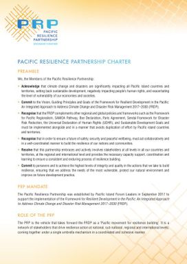 Pacific Resilience Partnership Charter