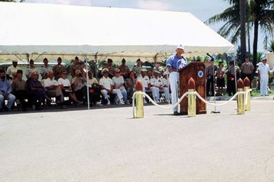 GEN. Ben Blaz, USMC (RET) delivers the keynote address during the 50TH Anniversary Ceremony for the Liberation of Guam WWII