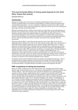 The environmental effects of mining waste disposal at Lihir Gold mine, Papua New Guinea